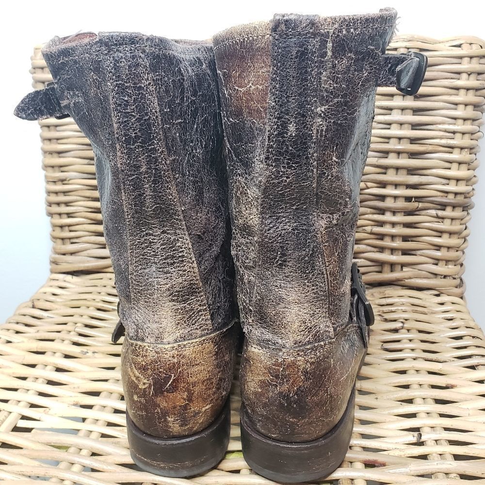 Frye Veronica Distressed Leathrer Boots Brown Size 7 - Picture 11 of 14